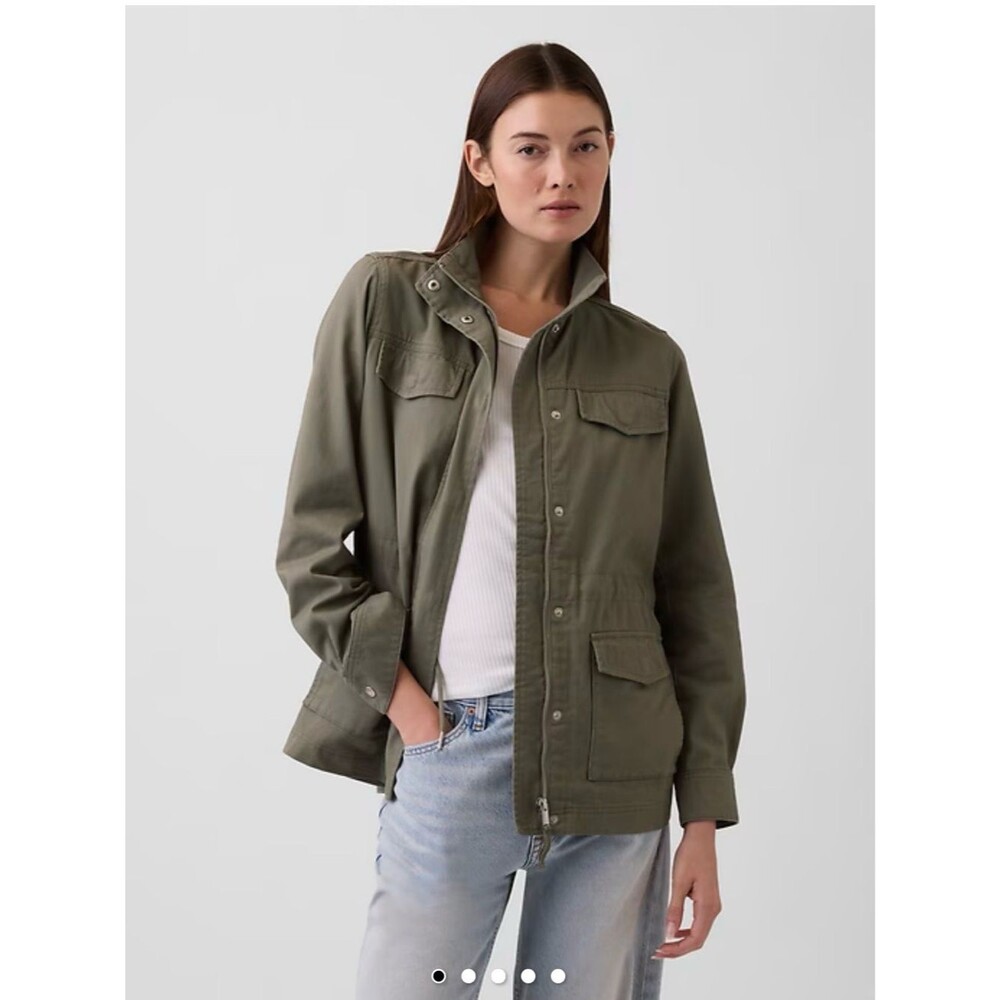 Gap Olive Green Utility Jacket Women's Medium Cotton Military Field Jacket